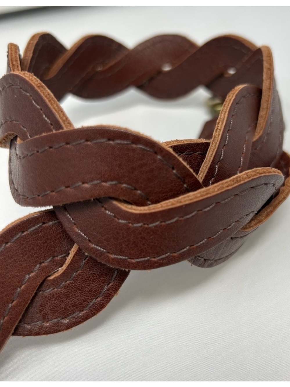 Portland leather goods Braided Leather shoulder Strap in color cognac - Picture 2 of 6